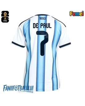 Argentina Rodrigo De Paul #7 Echipament de Fotbal Replică Mondial 2026 Femei Acasa Argentina Rodrigo De Paul #7 Echipament de Fotbal Replică Mondial 2026 Femei Acasa